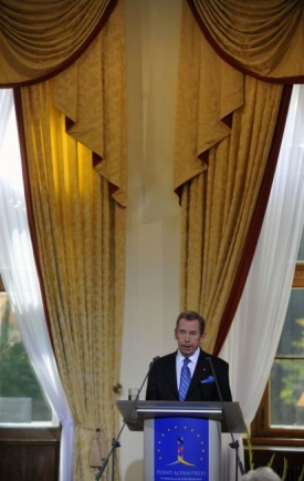 Václav Havel při děkovné řeči.