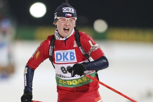Veronika Vítková na trati závodu na 15 km. Veronika Vítková na trati závodu na 15 km.