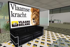 Vlámská síla, vlámský lev. Z propagandy  nacionalistů z Vlaams Belang.