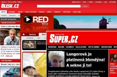 Hlavní stránky bulvárních webů.