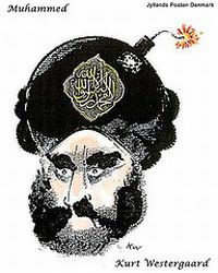 Kontroverzní karikatura proroka Mohameda.