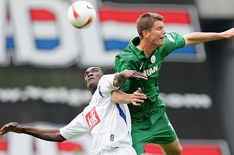 Zápas německé bundesligy mezi Wolfsburgem a Rostockem.
