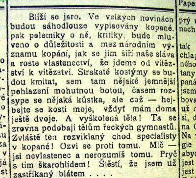 Z fejetonu o fotbale