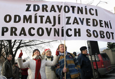 Protestní akce zdravotnických odborů.