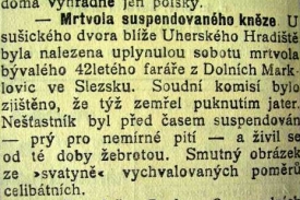Zpráva o knězi, který se upil k smrti.