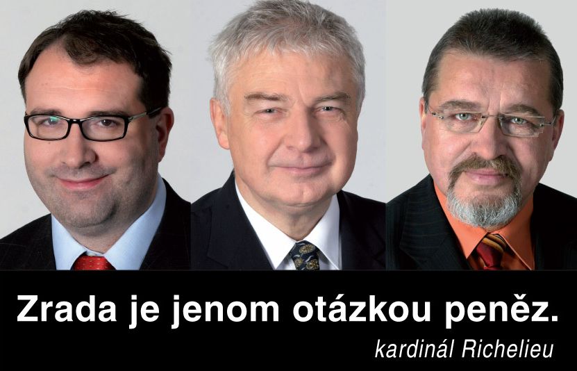 Poslední přeběhlíci? Pohanka, Melčák, Snítilý na plakátu z dílny ČSSD.